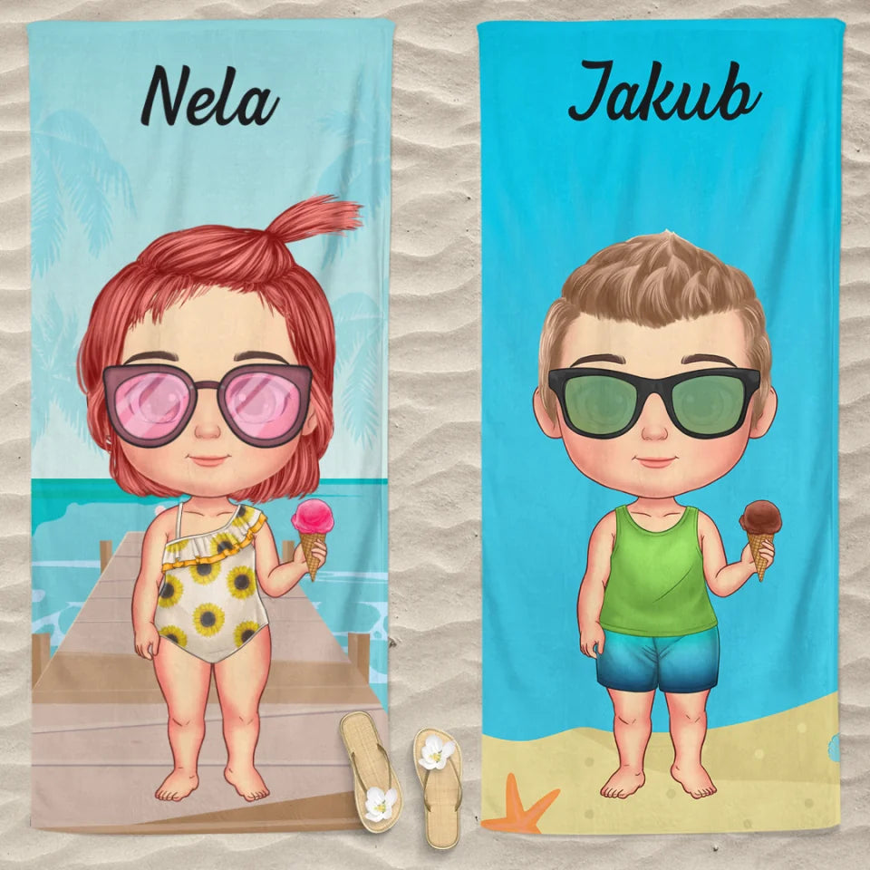 Jedinečná plážová osuška pre deti - na pláži