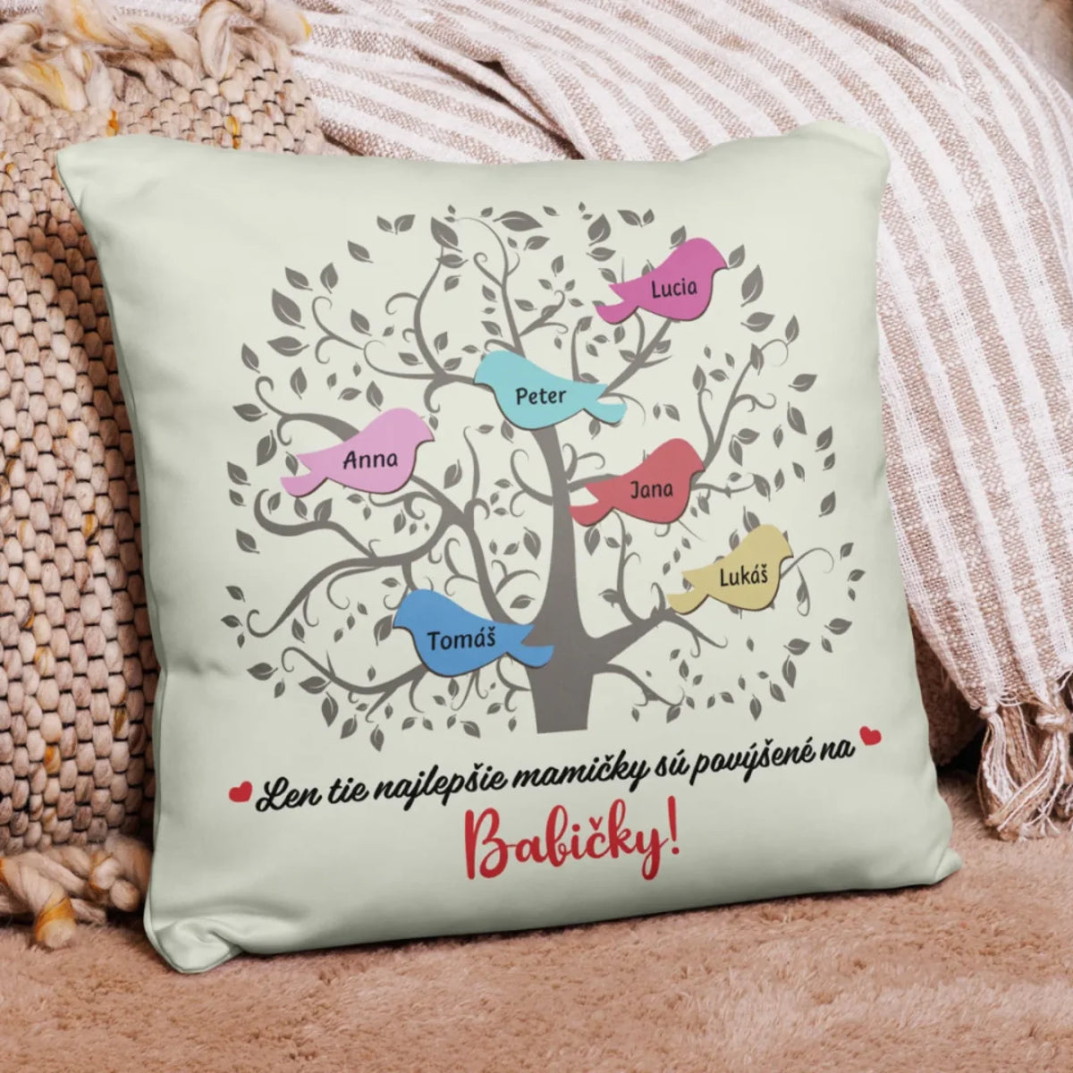 Jedinečný vankúš pre babičky - babičkine vtáčiky2