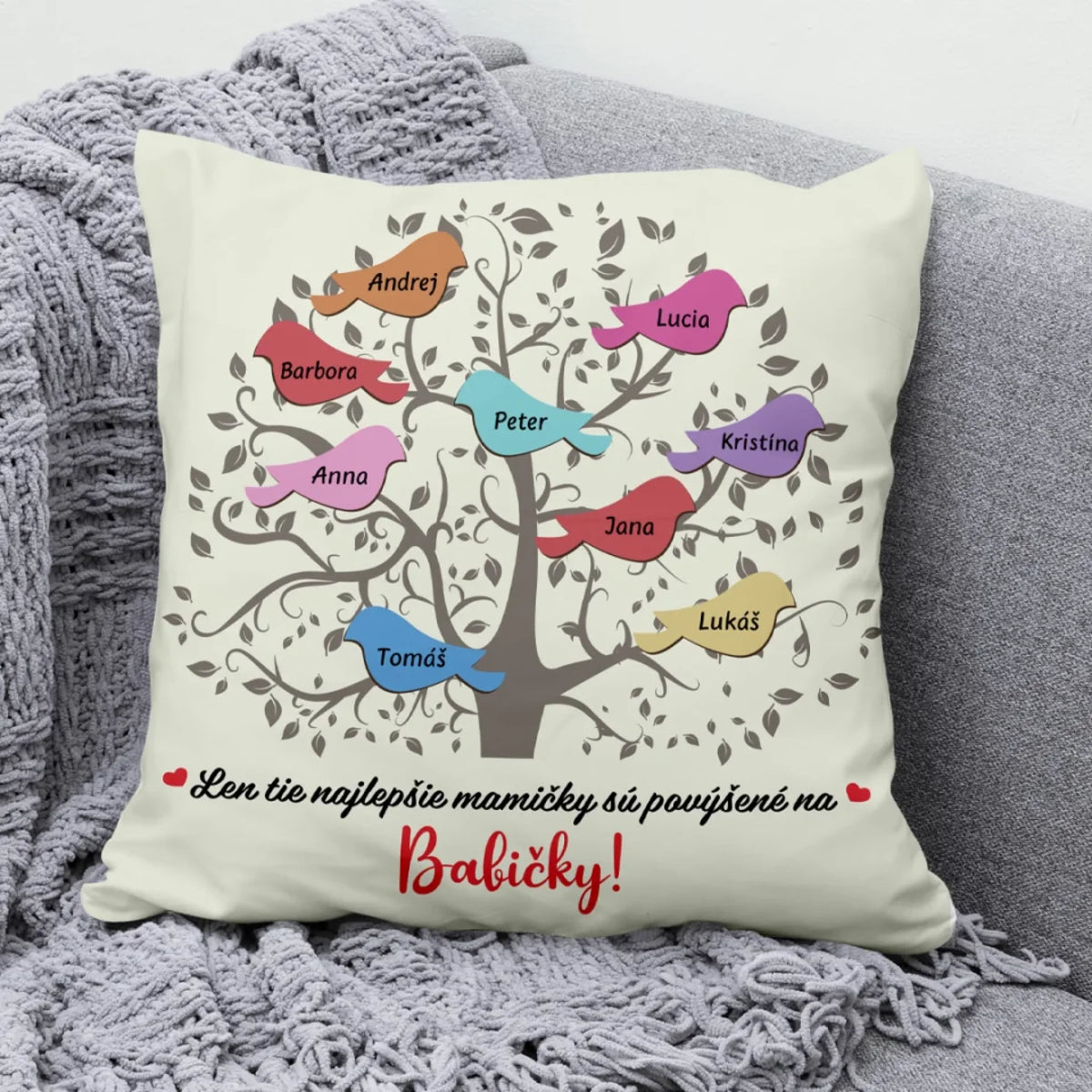 Jedinečný vankúš pre babičky - babičkine vtáčiky3