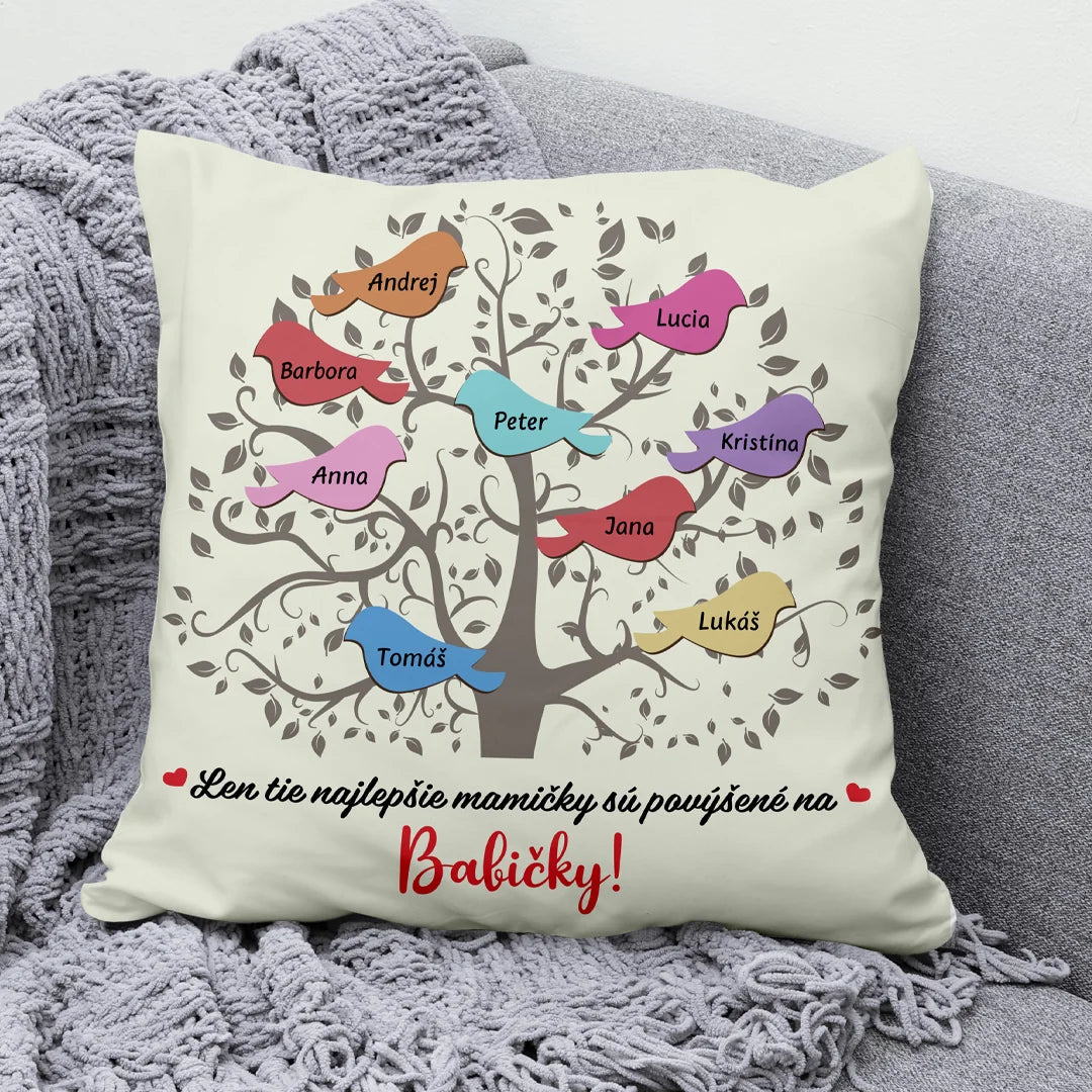 Jedinečný vankúš pre babičky - babičkine vtáčiky