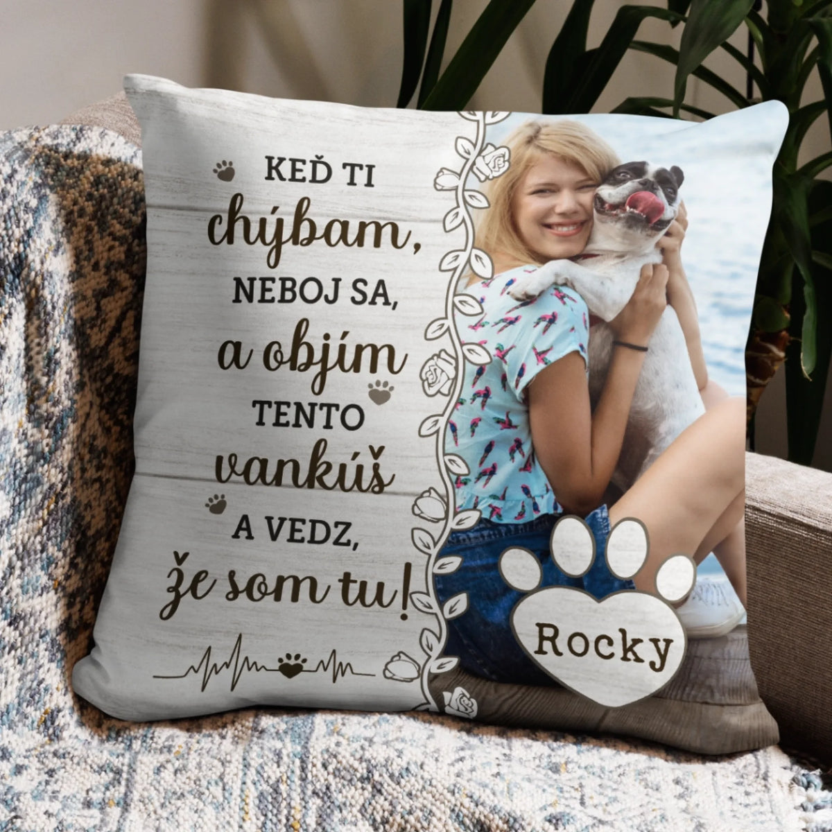 Jedinečný vankúš s vlastnou fotkou – Keď ti chýbam2