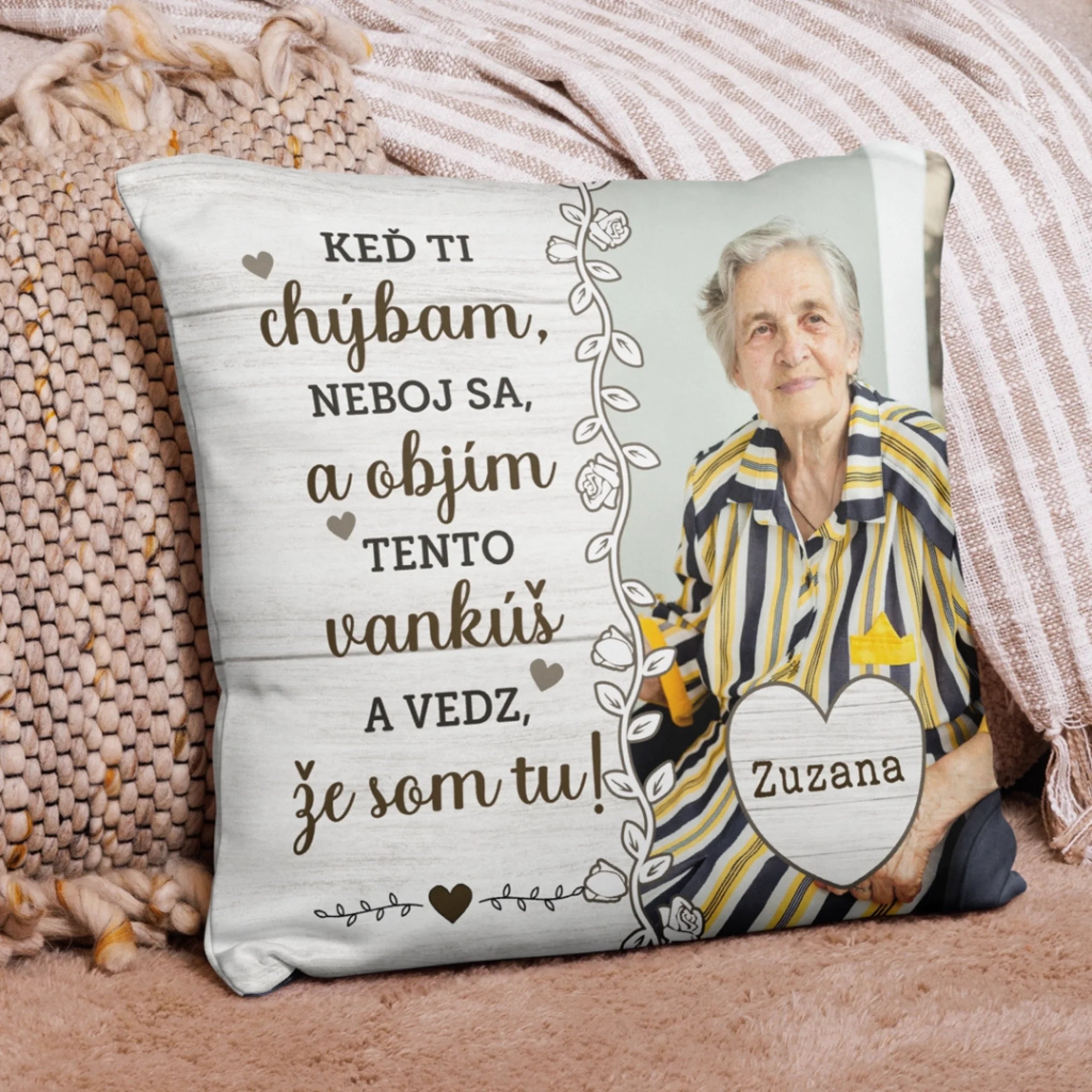 Unikátny vankúš s vlastnou fotkou – Keď ti chýbam2