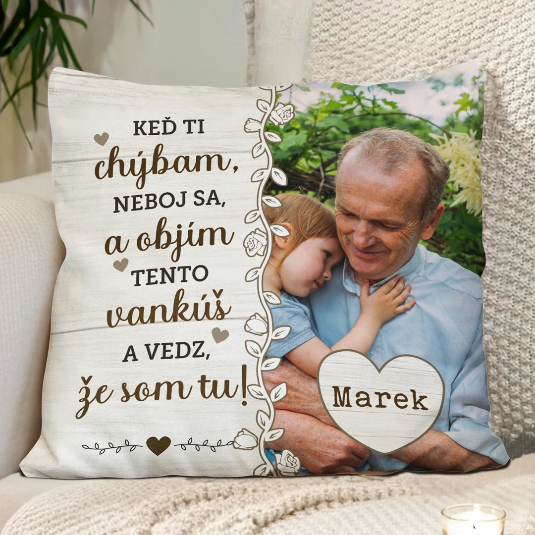 Unikátny vankúš s vlastnou fotkou – Keď ti chýbam