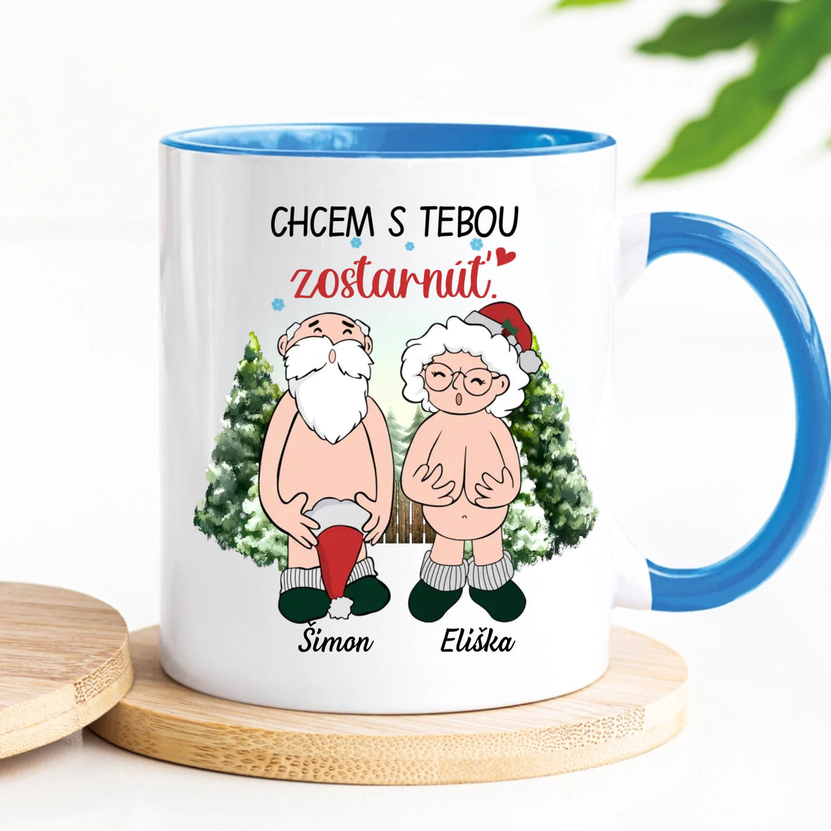 Jedinečný vianočný hrnček pre páry - Chcem s tebou zostarnúť