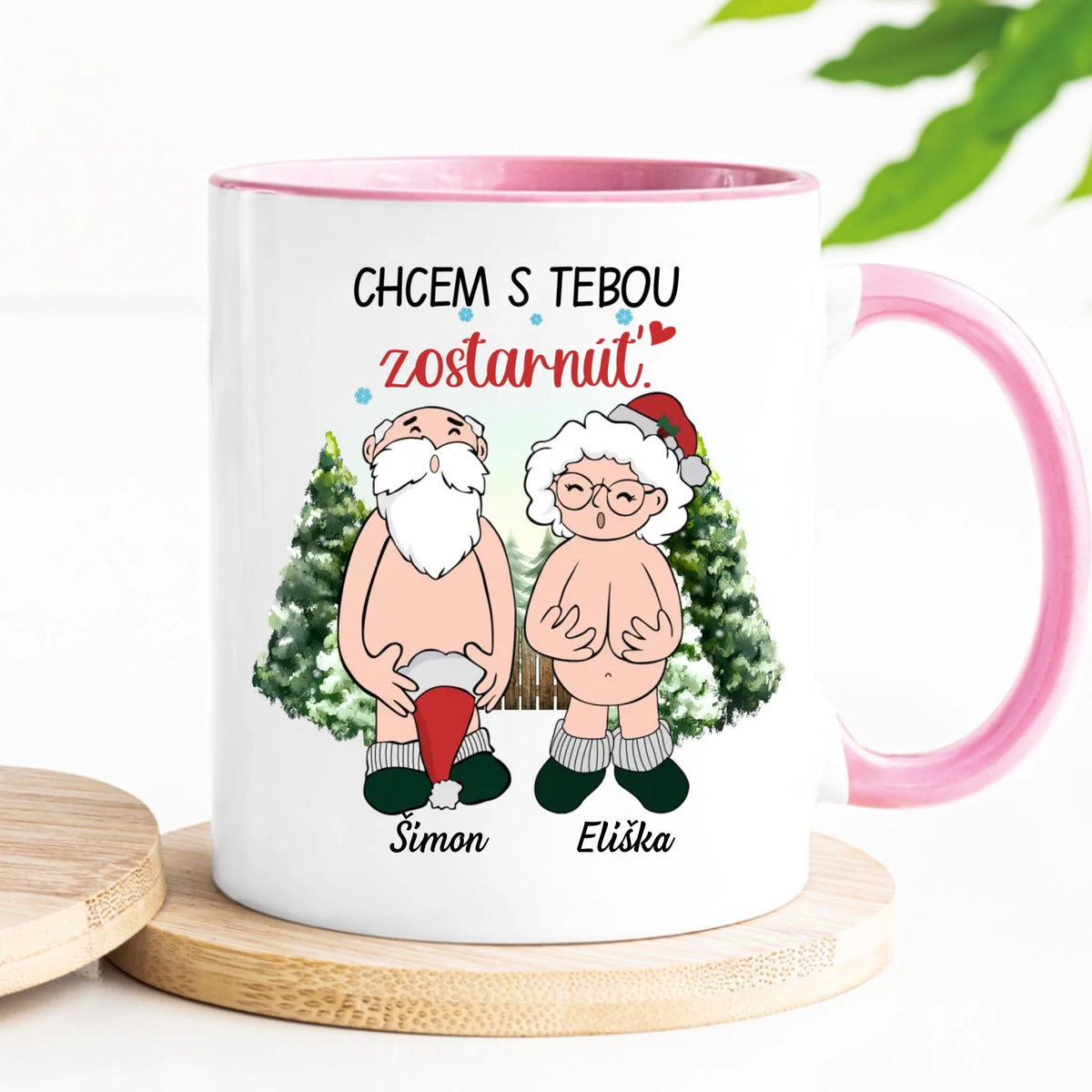 Jedinečný vianočný hrnček pre páry - Chcem s tebou zostarnúť