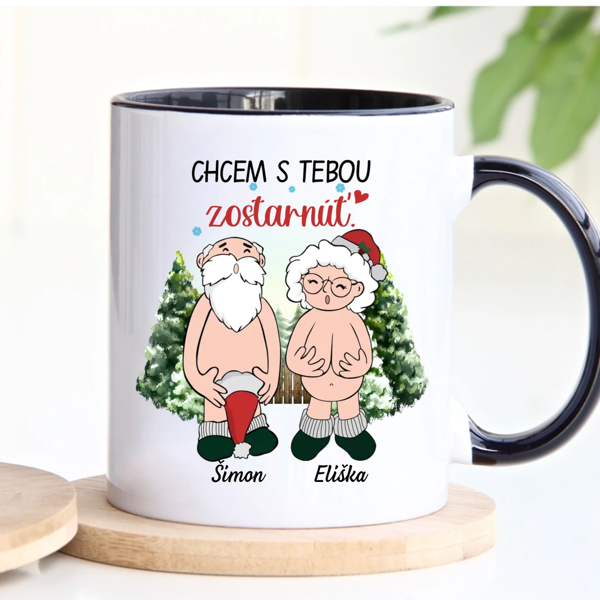 Jedinečný vianočný hrnček pre páry - Chcem s tebou zostarnúť