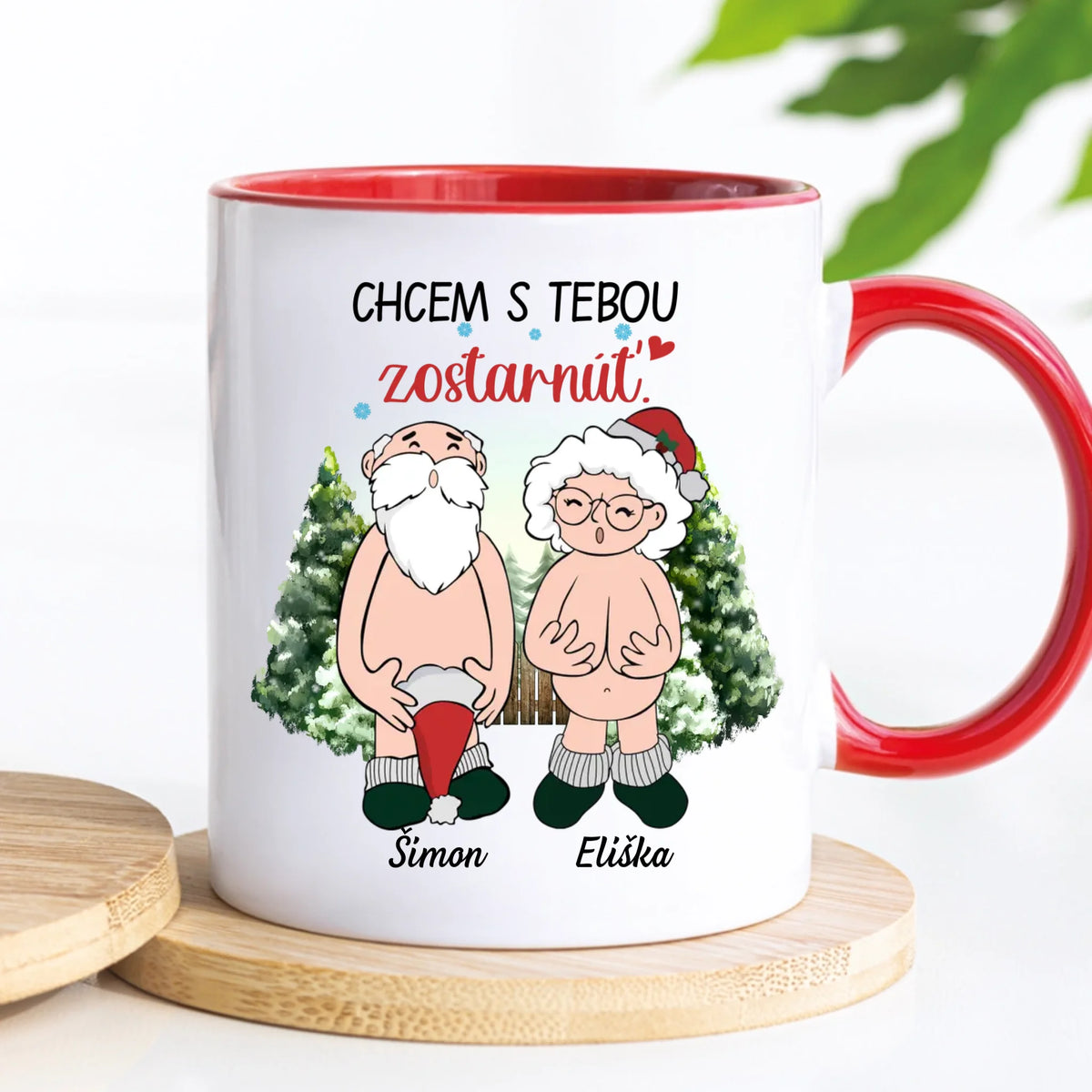 Jedinečný vianočný hrnček pre páry - Chcem s tebou zostarnúť
