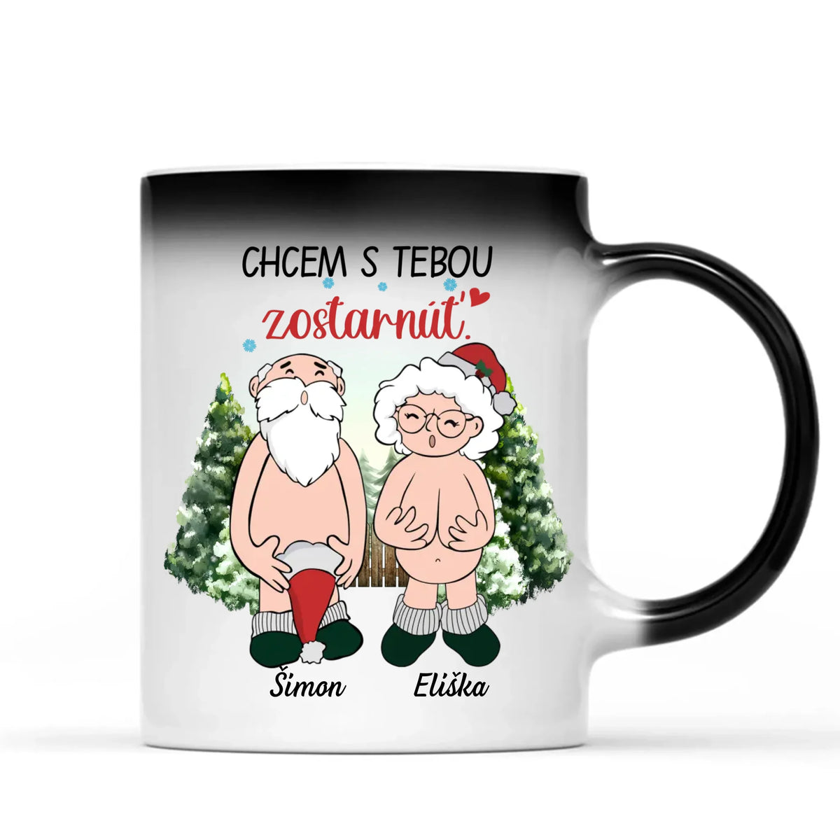 Jedinečný vianočný hrnček pre páry - Chcem s tebou zostarnúť