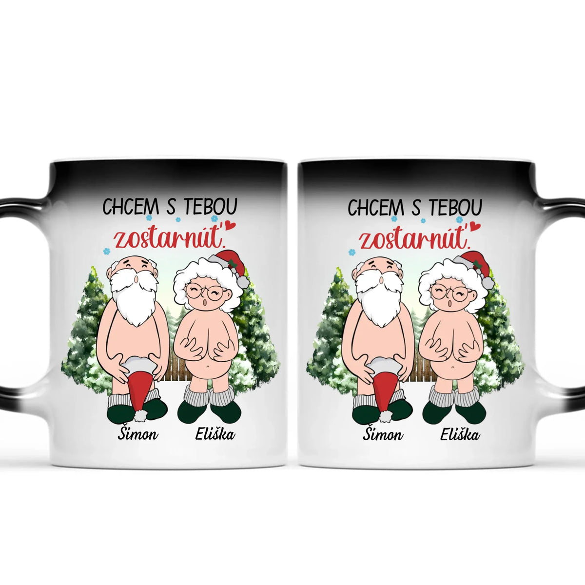 Jedinečný vianočný hrnček pre páry - Chcem s tebou zostarnúť