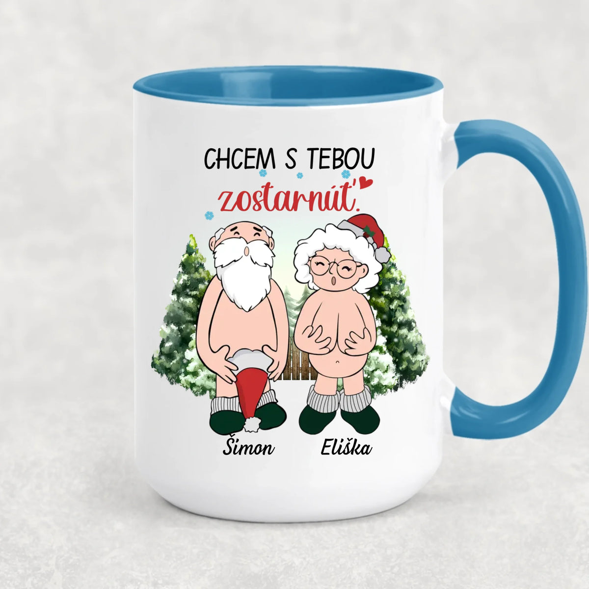 Jedinečný vianočný hrnček pre páry - Chcem s tebou zostarnúť