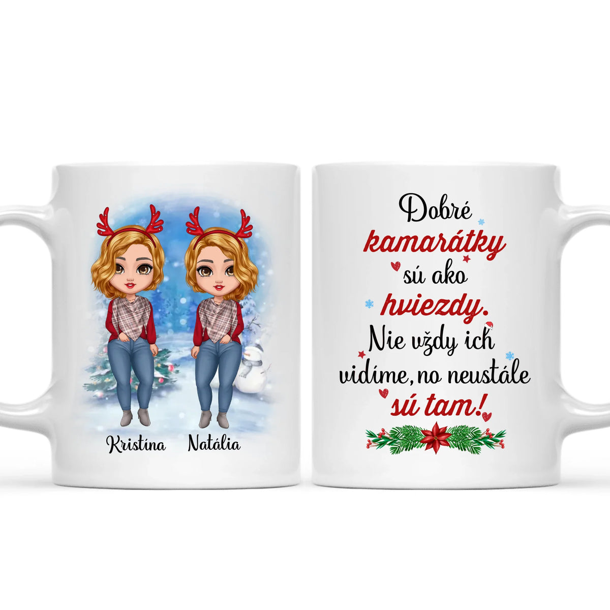 Personalizovaný vianočný hrnček pre kamarátky – až pre 8 dievčat