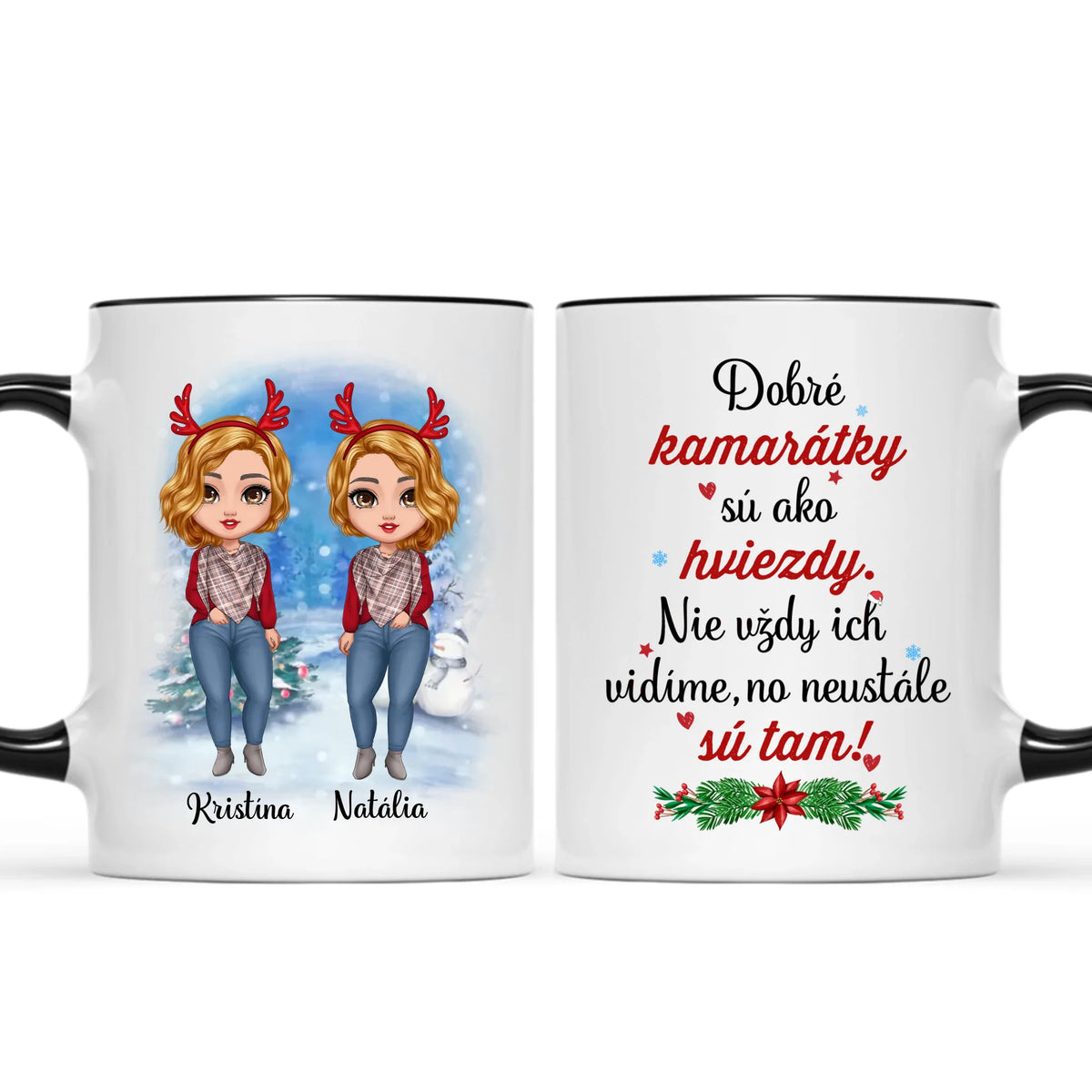 Personalizovaný vianočný hrnček pre kamarátky – až pre 8 dievčat