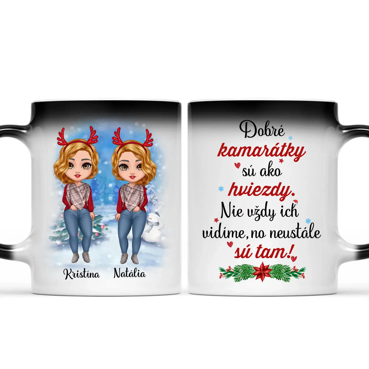 Personalizovaný vianočný hrnček pre kamarátky – až pre 8 dievčat
