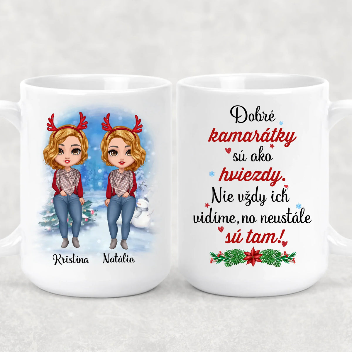 Personalizovaný vianočný hrnček pre kamarátky – až pre 8 dievčat