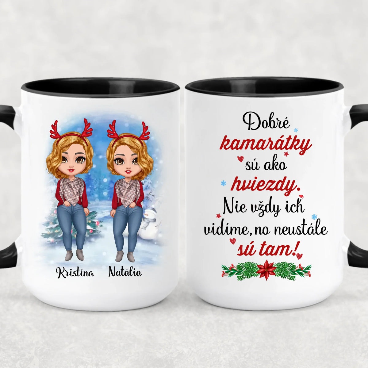 Personalizovaný vianočný hrnček pre kamarátky – až pre 8 dievčat