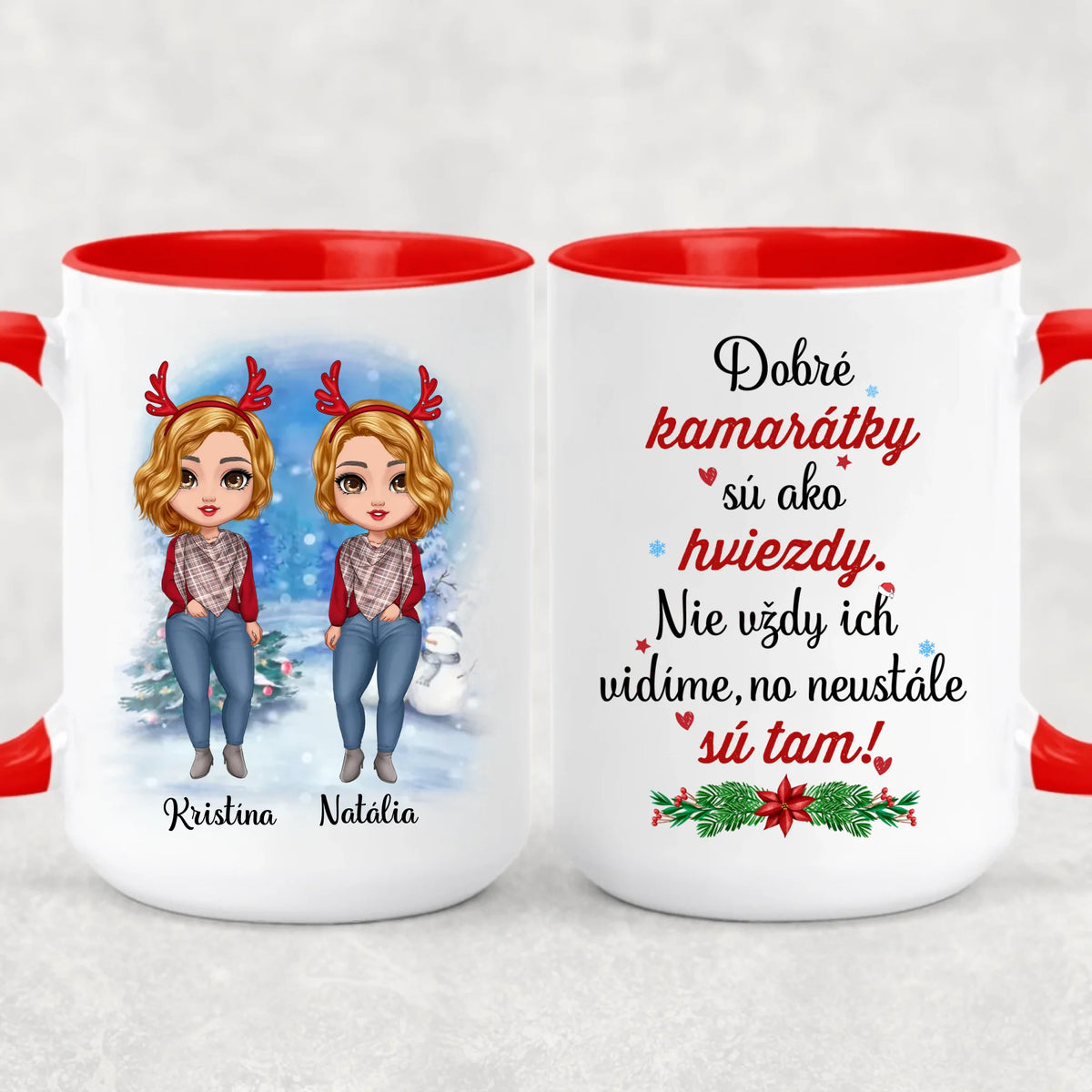 Personalizovaný vianočný hrnček pre kamarátky – až pre 8 dievčat
