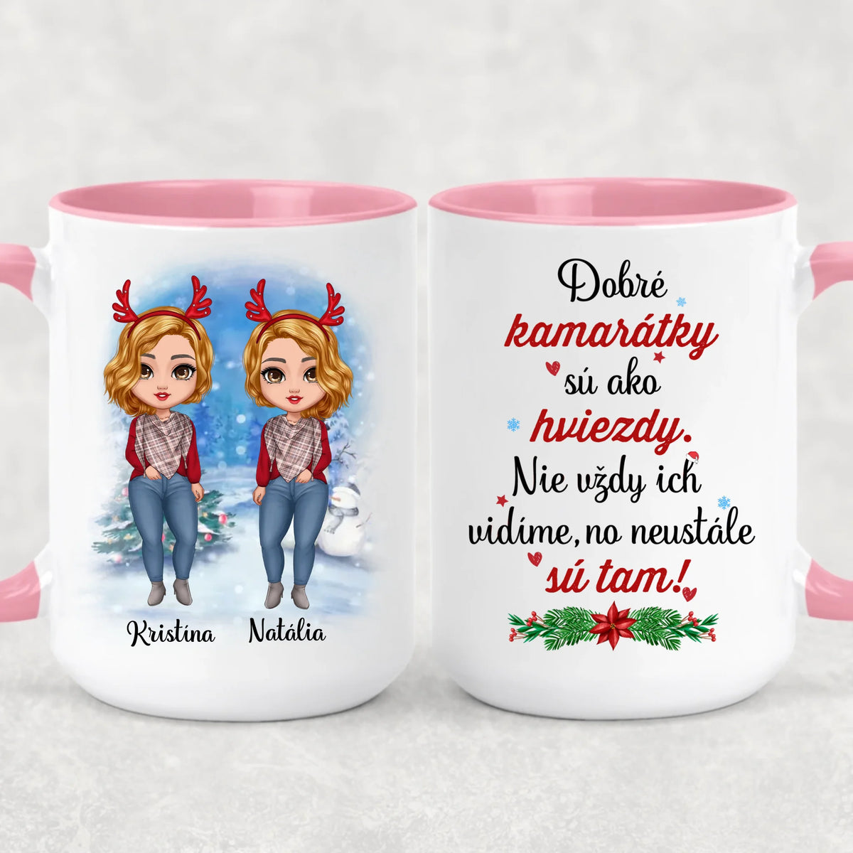 Personalizovaný vianočný hrnček pre kamarátky – až pre 8 dievčat