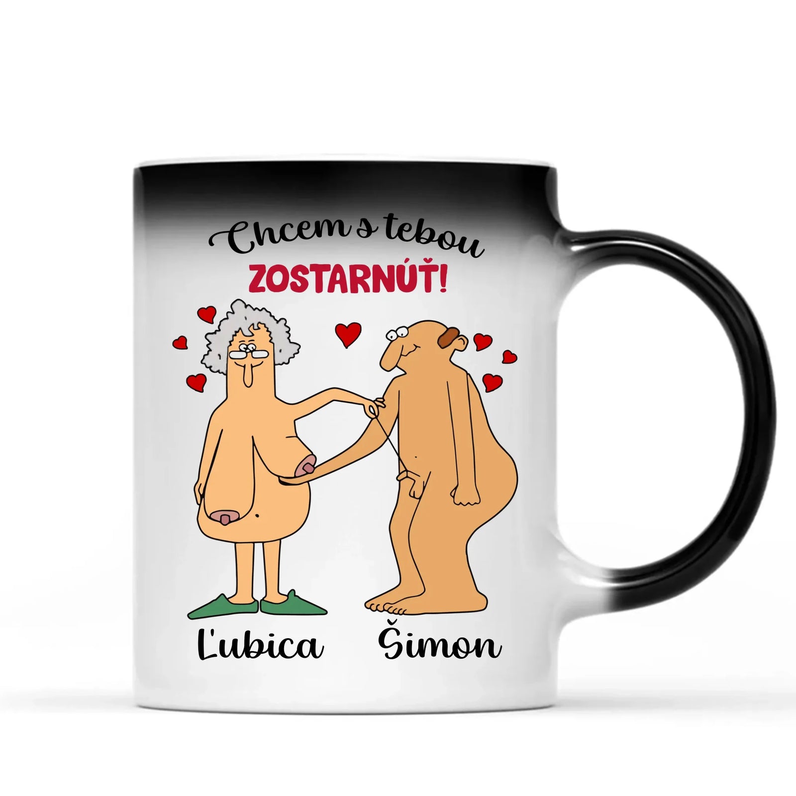 Jedinečný magický hrnček pre páry – Chcem s tebou zostarnúť