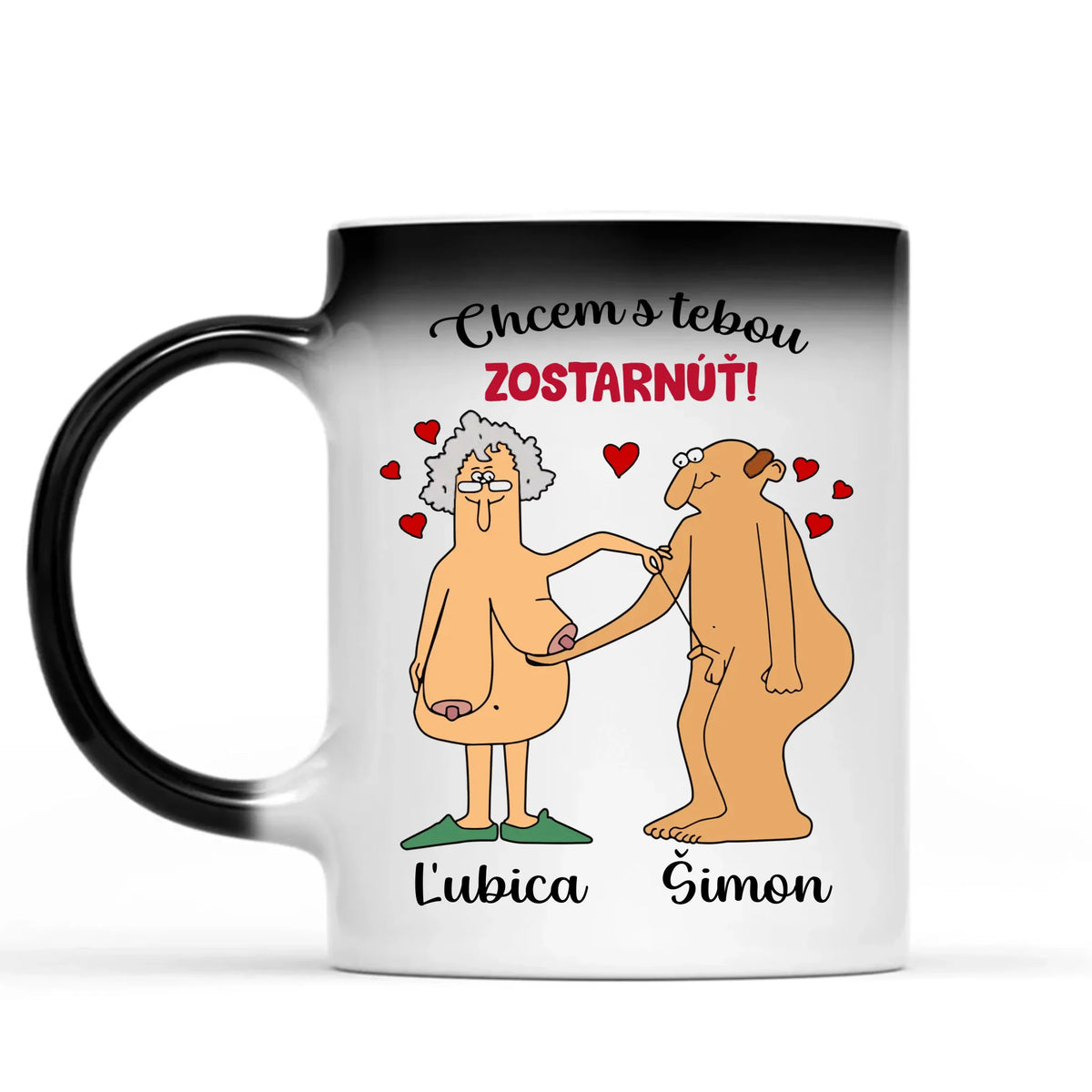 Jedinečný magický hrnček pre páry – Chcem s tebou zostarnúť