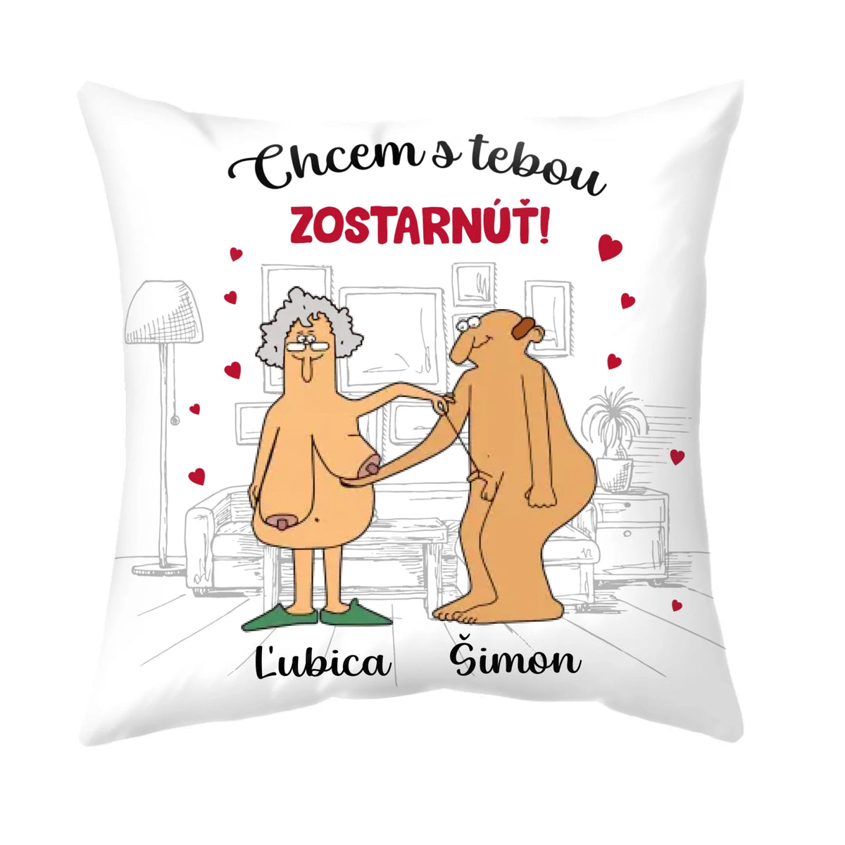 Personalizovaný vankúš pre páry - Chcem s tebou zostarnúť